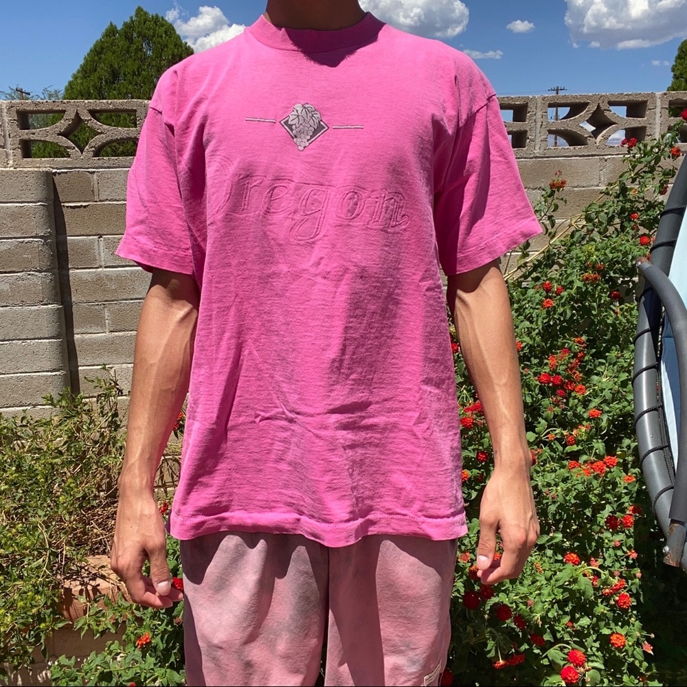 Vintage Embossed Oregon Pink tee